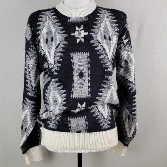 Vintage Sweaters - Vintage Barnaby Crewneck Oversize Sweater Multi Design Native Aztec Patterns